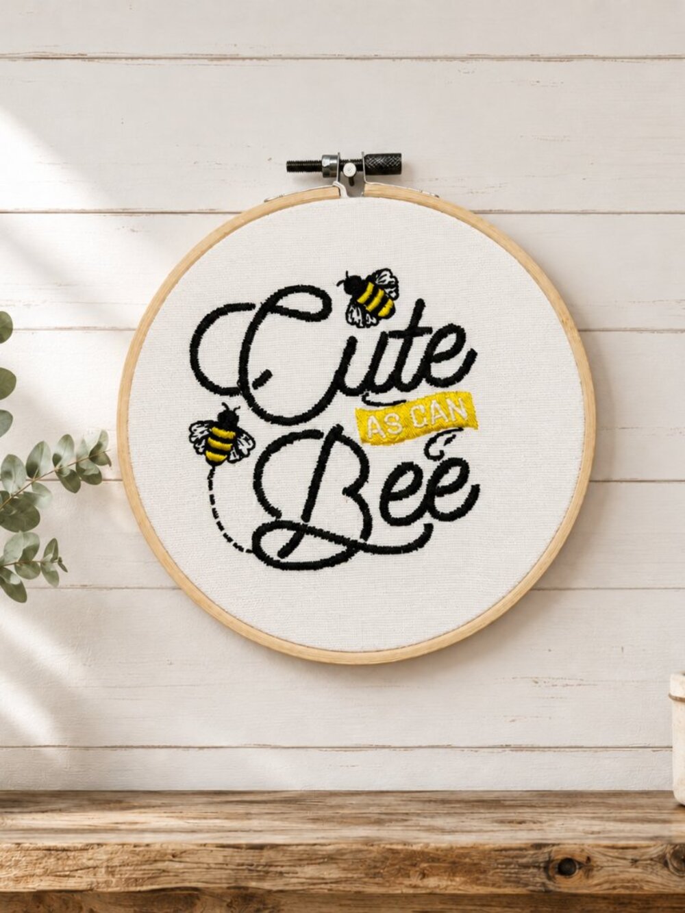Cute As Can Bee Embroidery Hoop Wall Art, 6 Inch Embroidery Decor